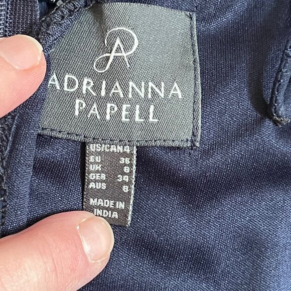 Adrianna Papell Navy Blue Beaded Maxi Dress Sweetheart Bodice Flowy Skirt Size 6 - Picture 8 of 10